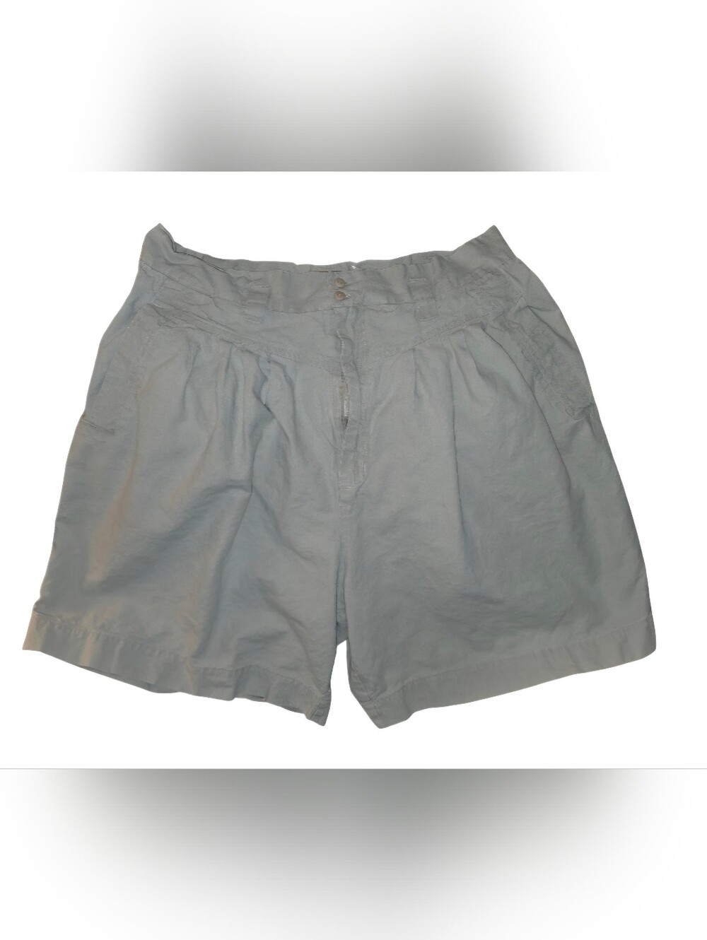 Venezia Vintage Women's Cotton & Ramie Pleated Khaki Bermuda Shorts Size 22